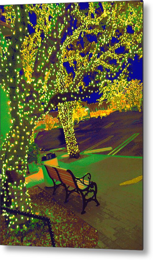 Christmas Lights Metal Print featuring the digital art Early Holiday Lighting by Pamela Smale Williams