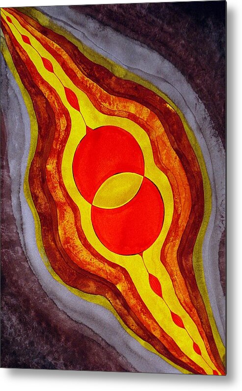 Painting Metal Print featuring the painting Mitosis of Worlds original painting by Sol Luckman