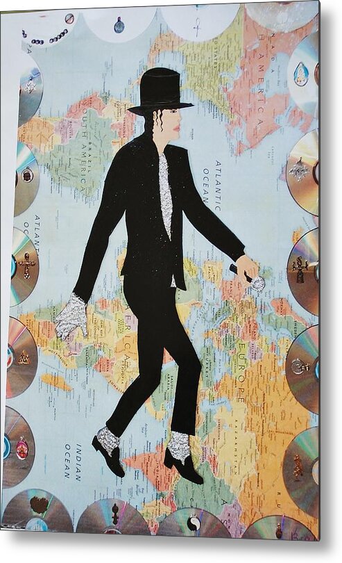 Mixed Media Metal Print featuring the painting MJ We Are The World by Karen Buford