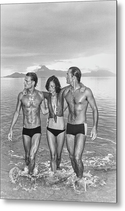 Fashion Model Metal Print featuring the photograph Models On A Beach In Swimwear by Chris von Wangenheim