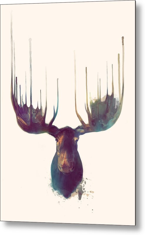 Moose Metal Print featuring the painting Moose by Amy Hamilton