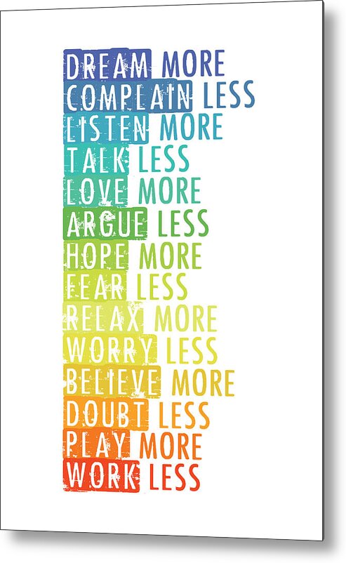 Words Metal Print featuring the digital art More And Less by Jaime Friedman