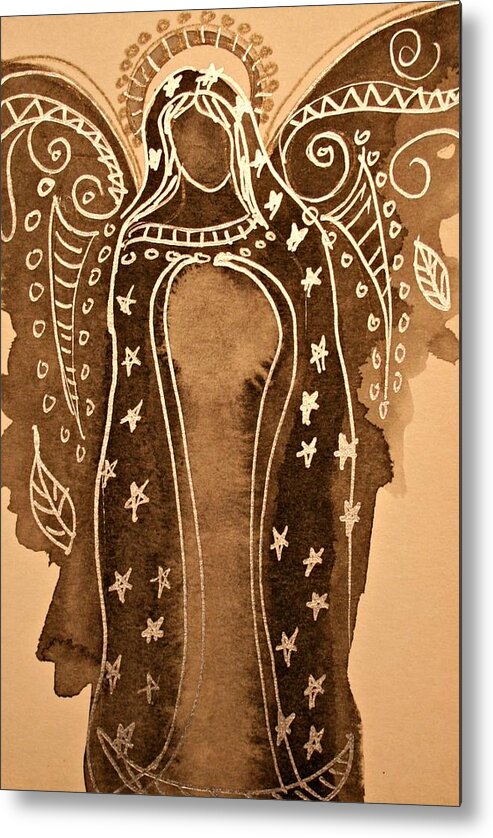 Mary Metal Print featuring the painting Mother Mary Guadalupe by Alma Yamazaki