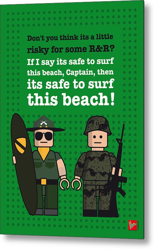 Minimal Metal Print featuring the digital art My apocalypse now lego dialogue poster by Chungkong Art