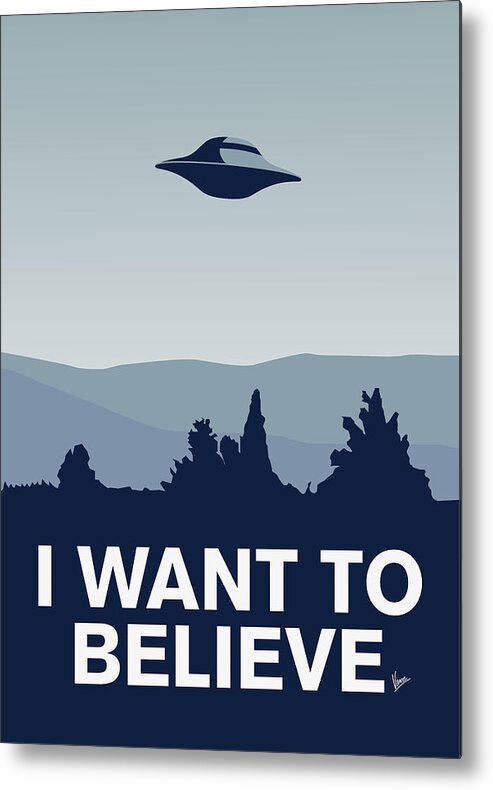 Classic Metal Print featuring the digital art My I want to believe minimal poster-xfiles by Chungkong Art