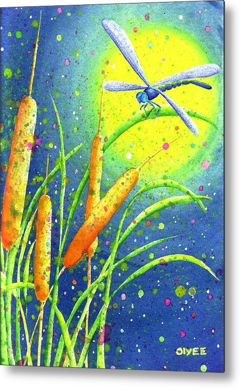 Dragonfly Metal Print featuring the painting My Sanctuary by Oiyee At Oystudio