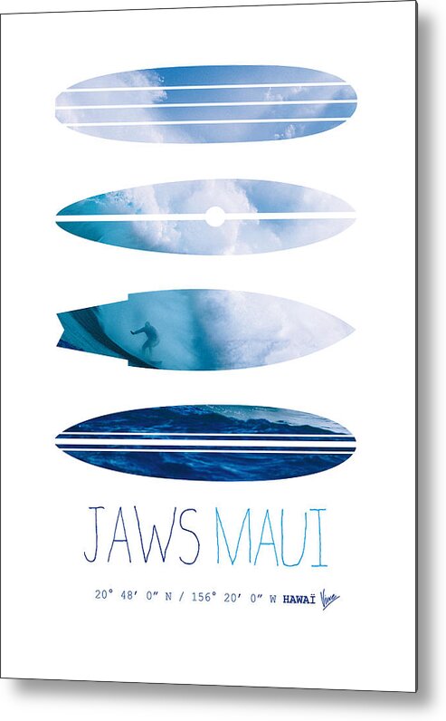 Minimal Metal Print featuring the digital art My Surfspots poster-1-Jaws-Maui by Chungkong Art