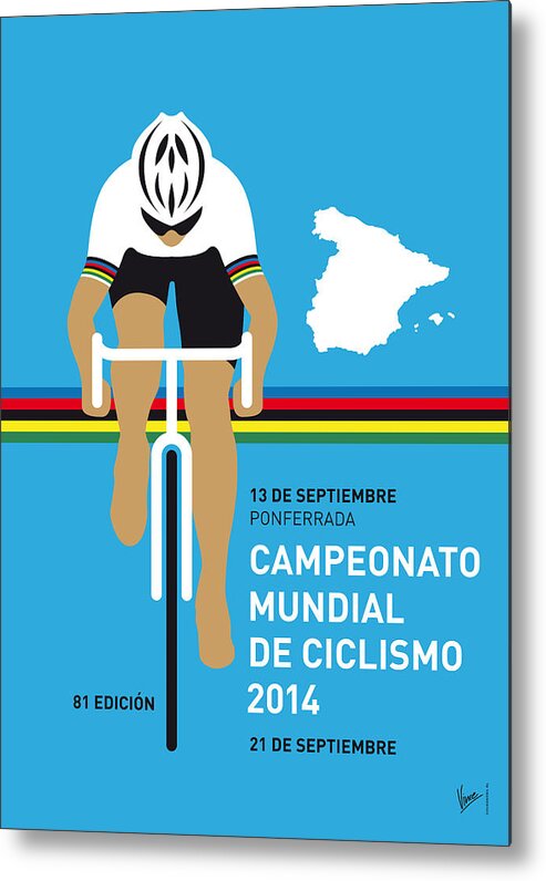 Minimal Metal Print featuring the digital art MY UCI Road World Championships MINIMAL POSTER 2014 by Chungkong Art