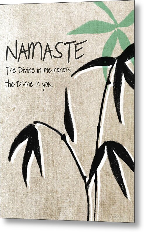 Namaste Metal Print featuring the painting Namaste Greeting Card by Linda Woods