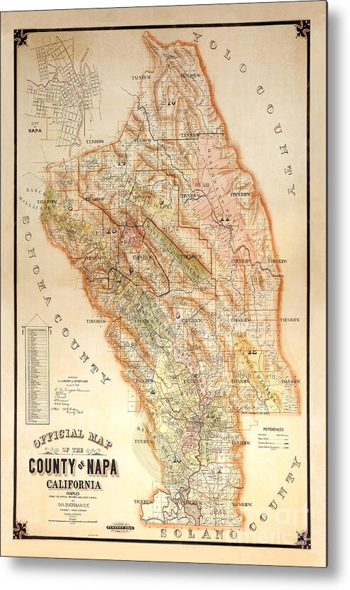 Napa Valley Map Metal Print featuring the photograph Napa Valley Map 1895 by Jon Neidert