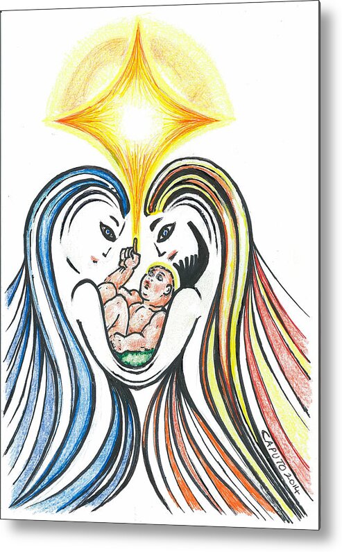 Nativity Metal Print featuring the drawing Nativity Scene by Giovanni Caputo