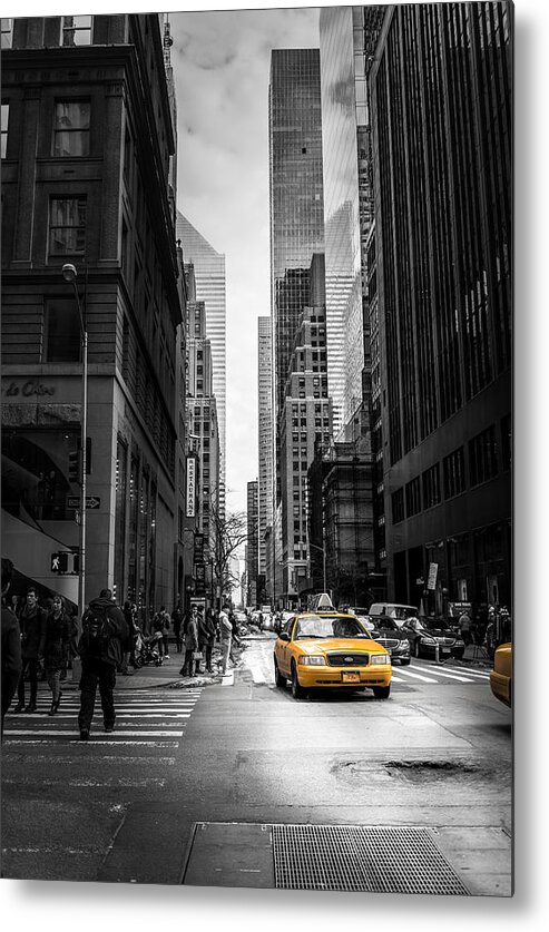 New York Skylines Metal Print featuring the photograph New York Cab by Ovidiu Rimboaca