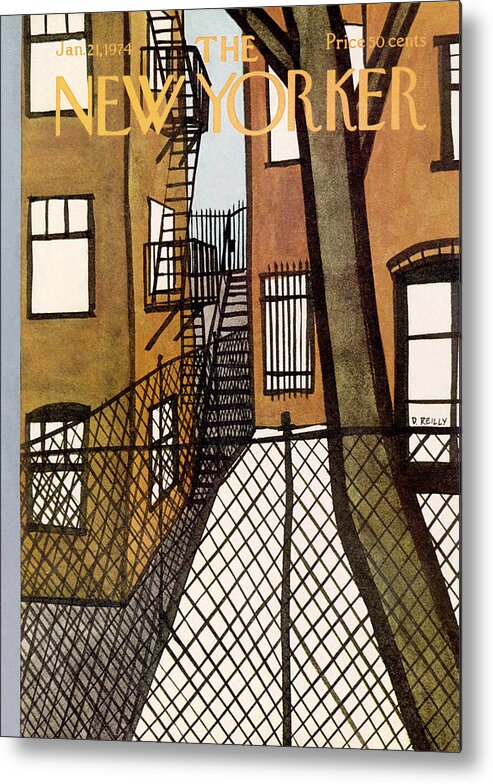 Tenement Metal Print featuring the painting New Yorker January 21st, 1974 by Donald Reilly