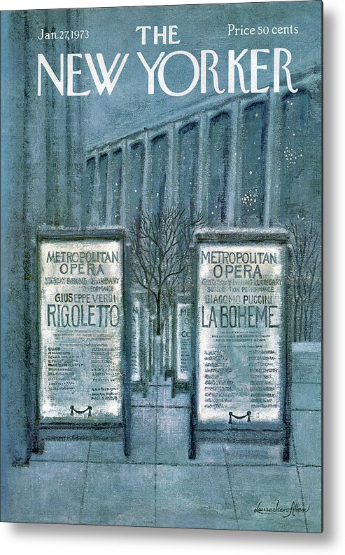Opera Metal Print featuring the painting New Yorker January 27th, 1973 by Laura Jean Allen