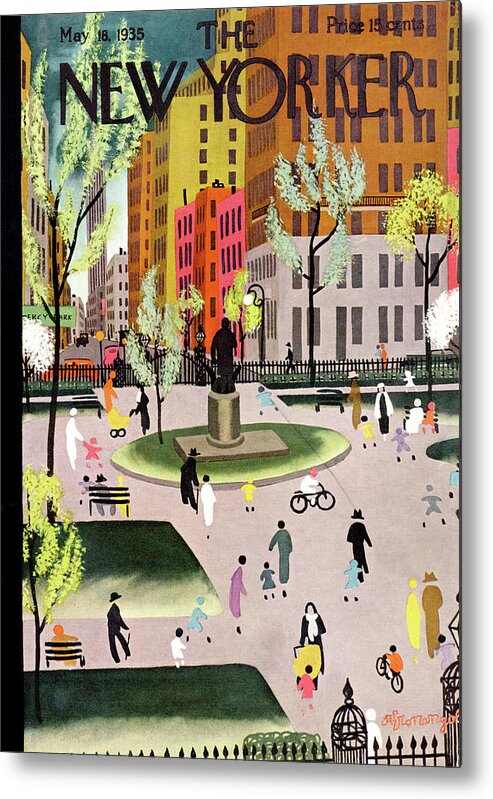 Park Metal Print featuring the painting New Yorker May 18, 1935 by Adolph K Kronengold