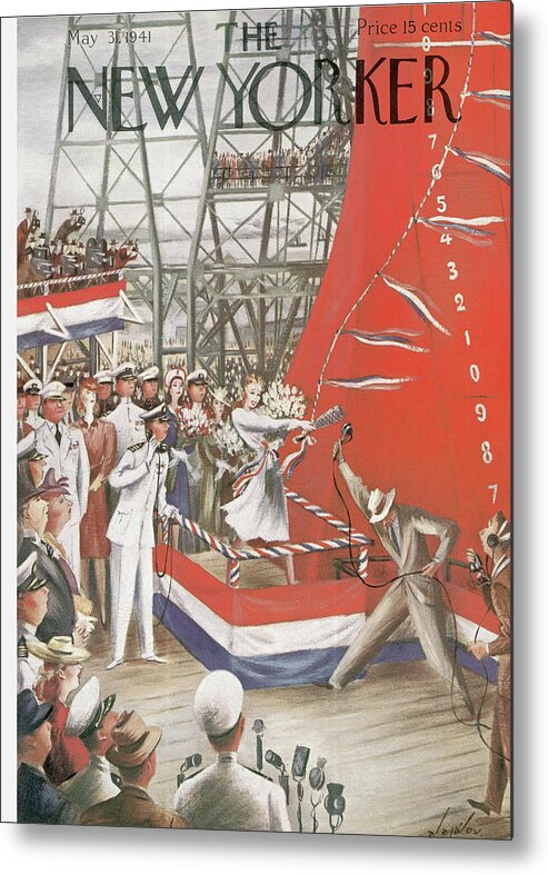 Navy Metal Print featuring the painting New Yorker May 31, 1941 by Constantin Alajalov