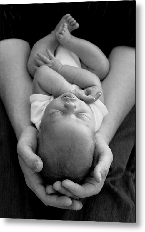 Father Metal Print featuring the photograph Newborn in Arms by Lisa Phillips