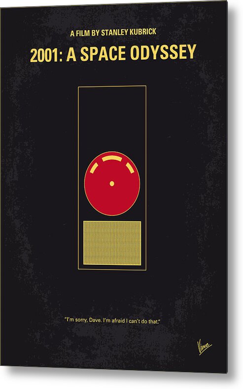 2001 A Space Odyssey Metal Print featuring the digital art No003 My 2001 A space odyssey 2000 minimal movie poster by Chungkong Art
