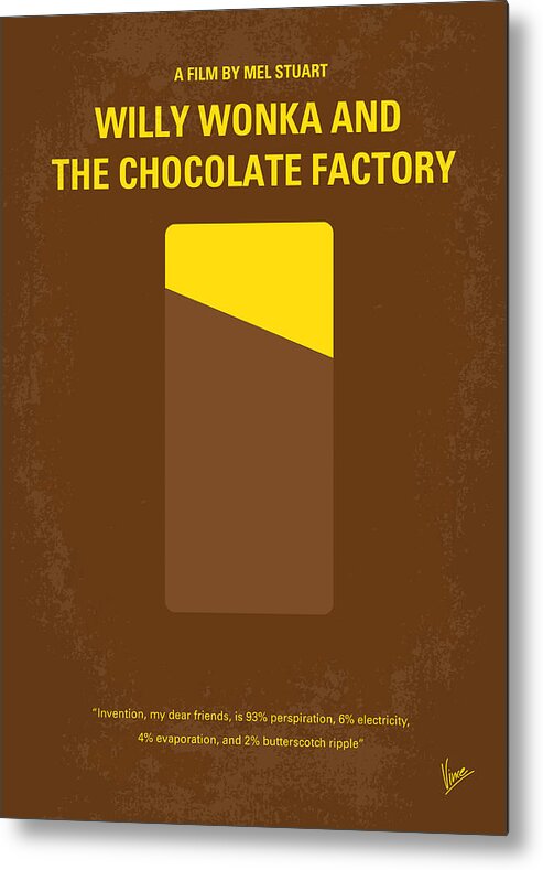 Willy Metal Print featuring the digital art No149 My willy wonka and the chocolate factory minimal movie poster by Chungkong Art