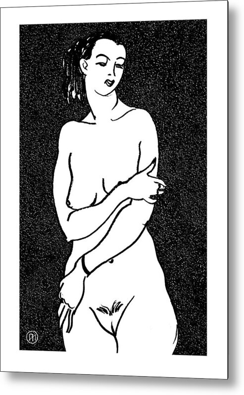 Nude Metal Print featuring the drawing Nude Sketch 2 by Leonid Petrushin