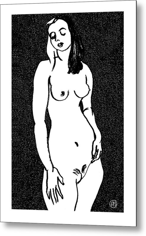 Nude Metal Print featuring the drawing Nude Sketch 3 by Leonid Petrushin