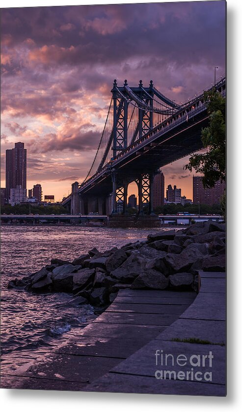Nyc Metal Print featuring the photograph NYC- Manhatten Bridge at night by Hannes Cmarits