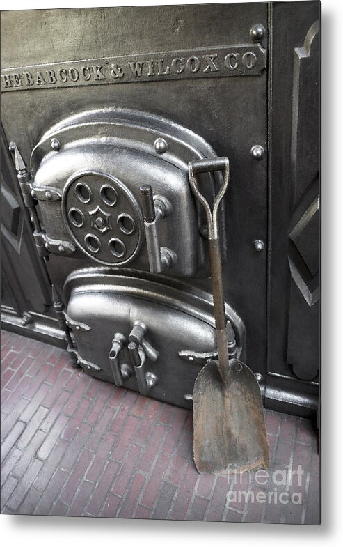 Old Metal Print featuring the photograph Old Boiler and Shovel by Ken Andersen