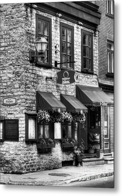Old Quebec City Metal Print featuring the photograph Old Quebec City 16 BW by Mel Steinhauer