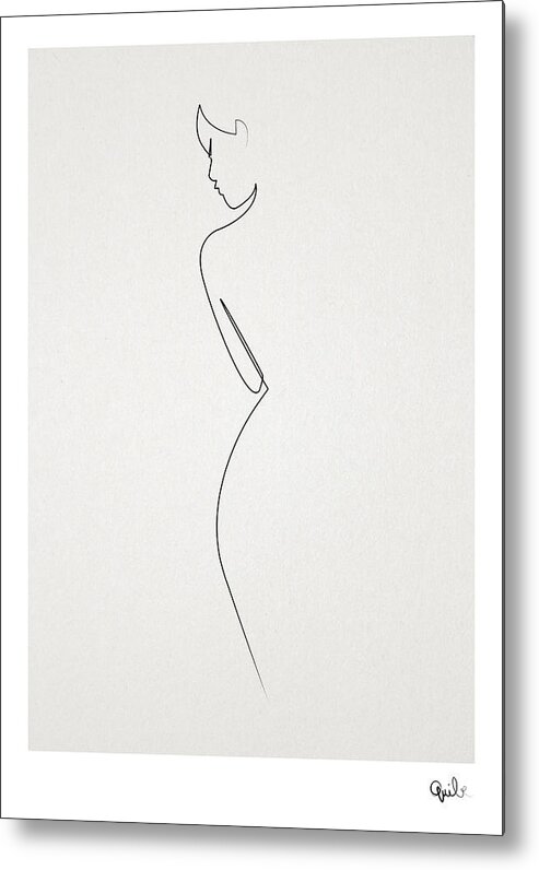 #faatoppicks Metal Print featuring the digital art One Line Nude by Quibe Sarl