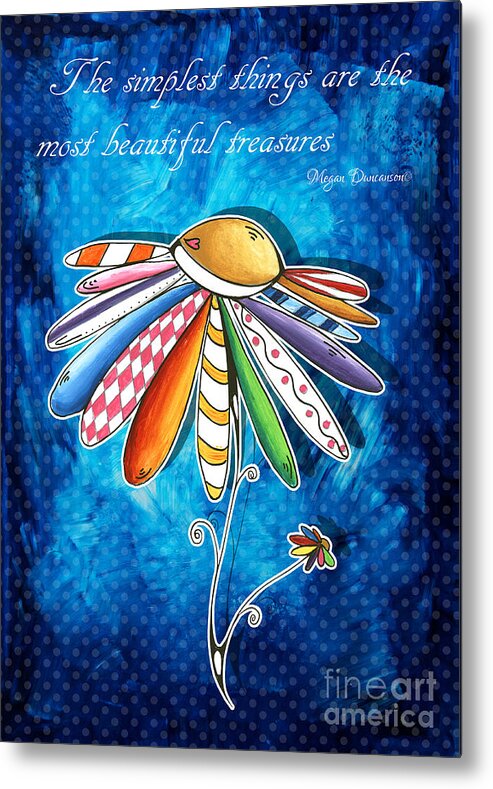 Daisy Metal Print featuring the painting Original Hand Painted Daisy Quilt Painting Inspirational Art Quote by Megan Duncanson by Megan Aroon