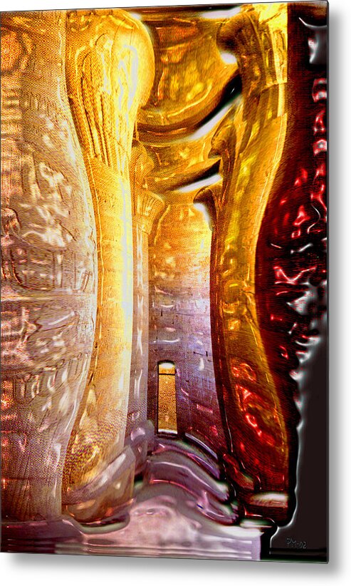 Columns Melting Wavering Metal Print featuring the digital art Osiris had one to many. by Phillip Mossbarger