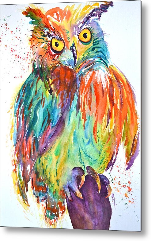 Owl Metal Print featuring the painting Owl Be Seeing You by Beverley Harper Tinsley