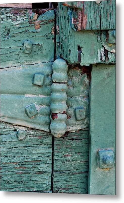 Door Hinge Metal Print featuring the photograph Painted Metal and Wood by Kae Cheatham