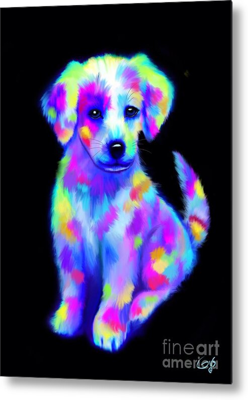 Colorful Critter Metal Print featuring the painting Painted Pup 2 by Nick Gustafson