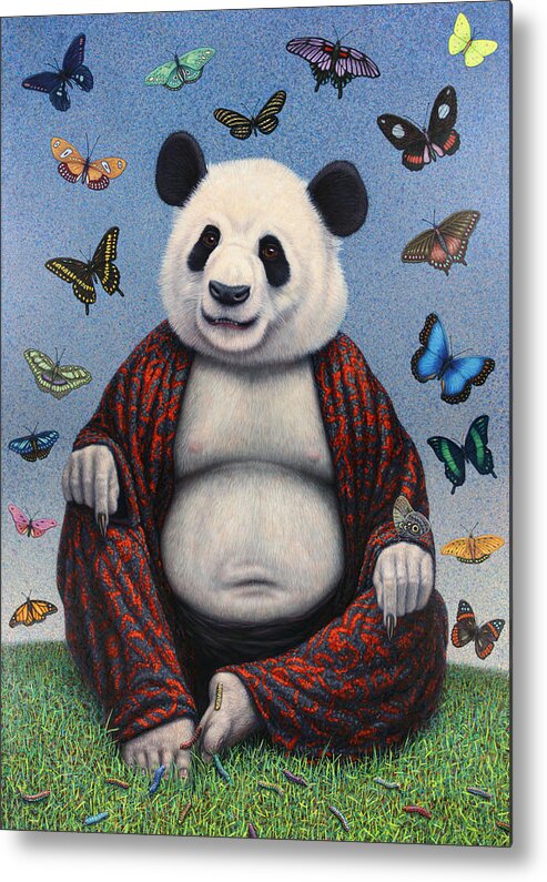 Panda Metal Print featuring the painting Panda Buddha by James W Johnson
