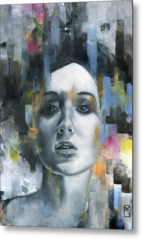 Face Metal Print featuring the painting Pandora by Patricia Ariel