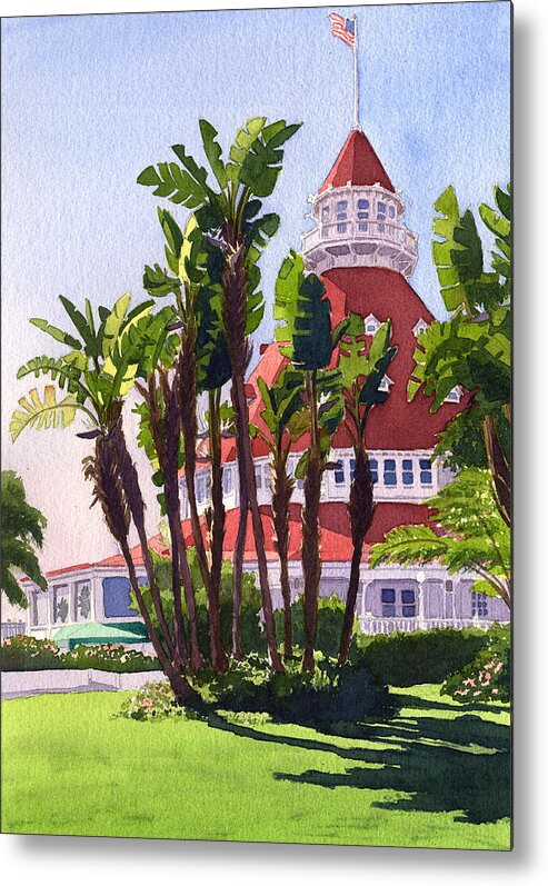 Coronado Metal Print featuring the painting Paradise at the Hotel Del Coronado by Mary Helmreich