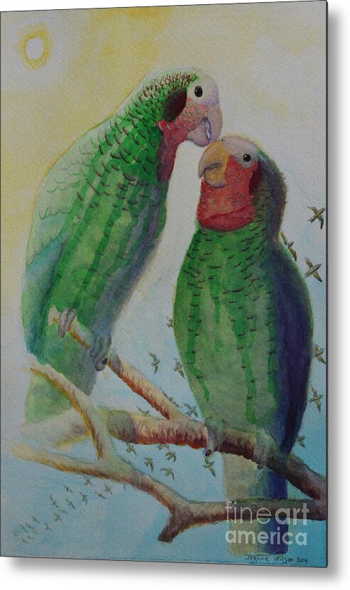 Sun Metal Print featuring the painting Parrots Paradise by Jerome Wilson