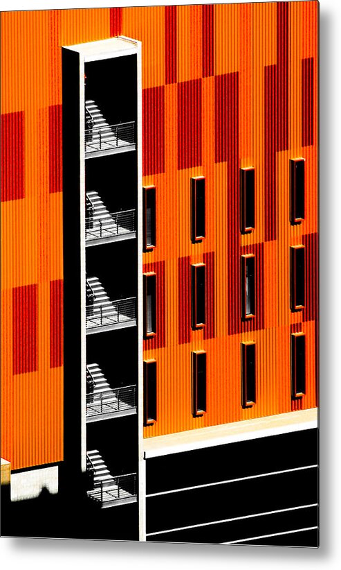 High Contrast Metal Print featuring the photograph Phoenix Stairwell by Jim Painter