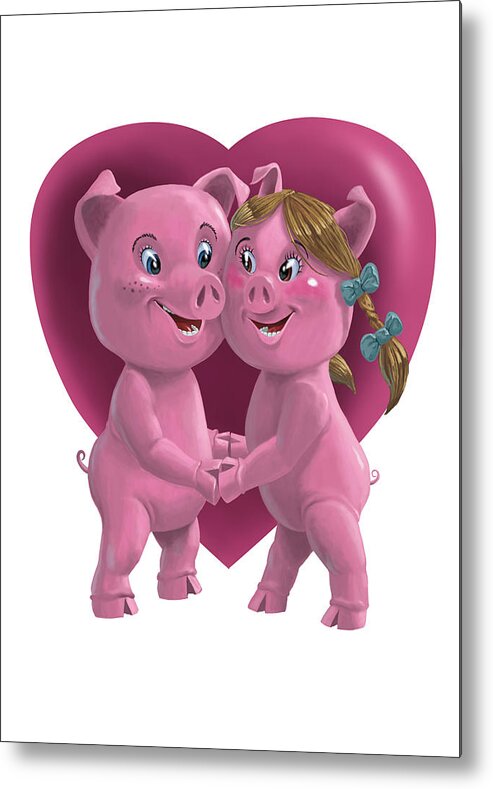 Love Metal Print featuring the painting Pigs In Love by Martin Davey