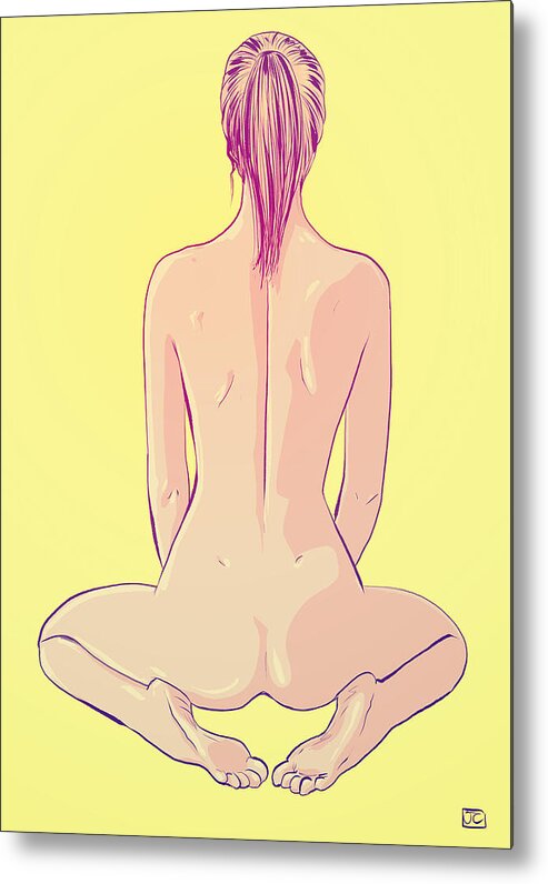 Giuseppe Cristiano Metal Print featuring the drawing Ponytail by Giuseppe Cristiano
