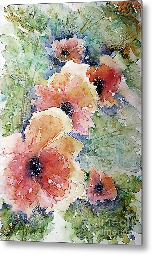 Floral Metal Print featuring the painting Poppies by Marisa Gabetta