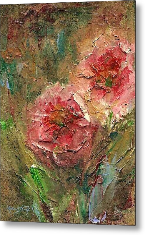 Floral Metal Print featuring the painting Poppies by Mary Wolf