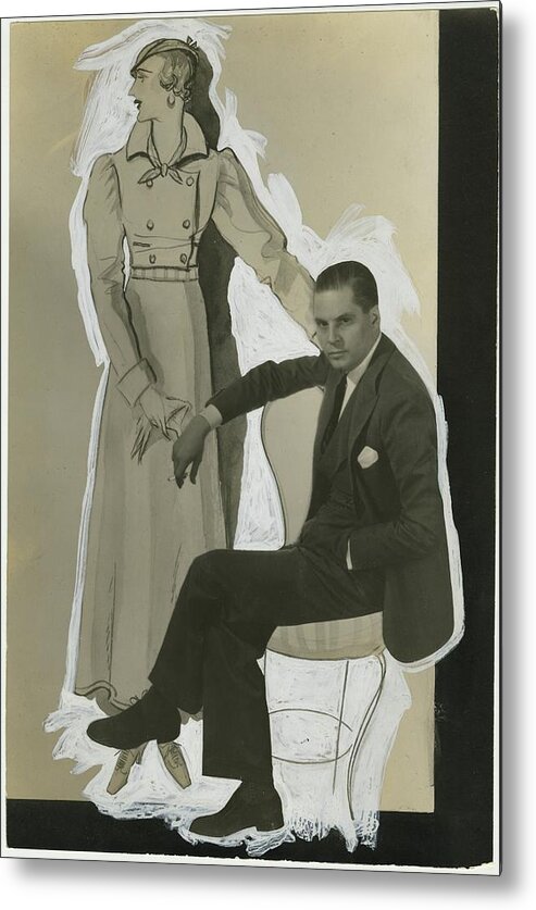 Personality Metal Print featuring the photograph Porter Woodruff With An Illustration by George Hoyningen-Huene