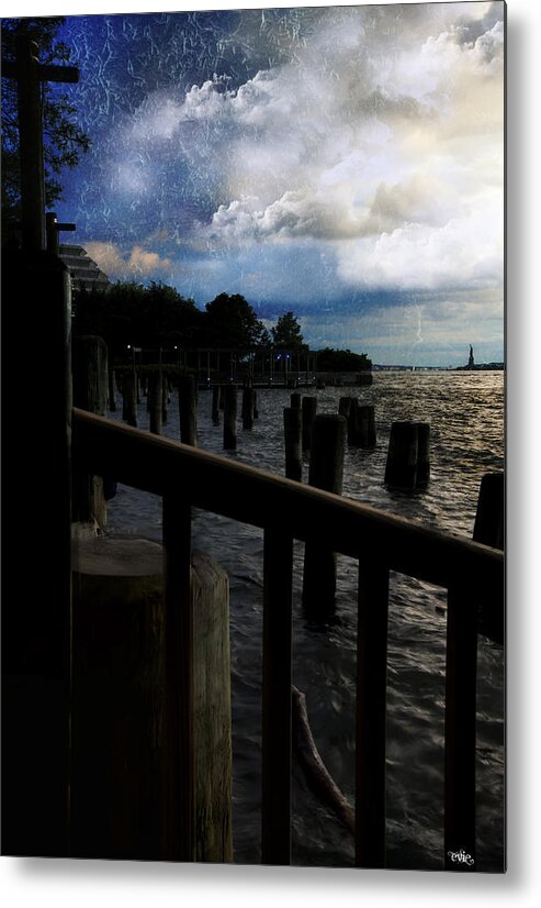 Evie Metal Print featuring the photograph Promenade at the Hudson River New York City by Evie Carrier