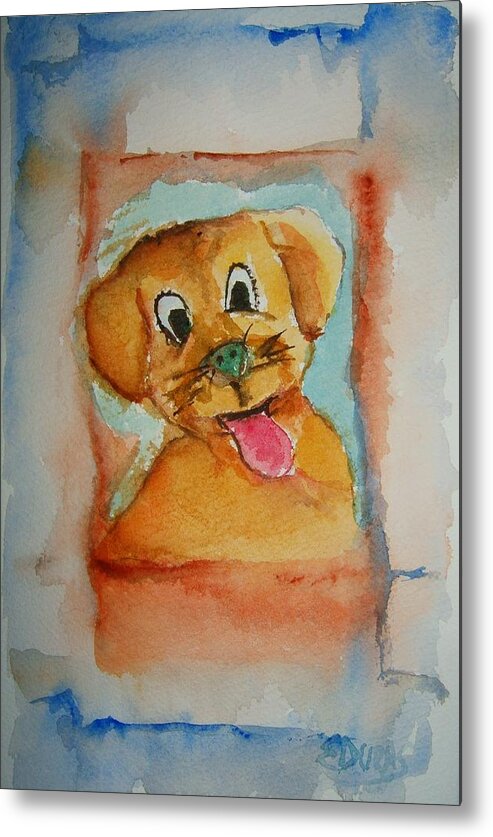 Puppy Metal Print featuring the painting Puppy by Elaine Duras