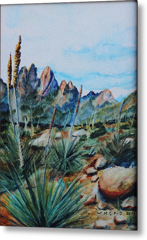Yucca Metal Print featuring the painting Rattlesnake Told Me To Follow the Sun by Mary C Farrenkopf