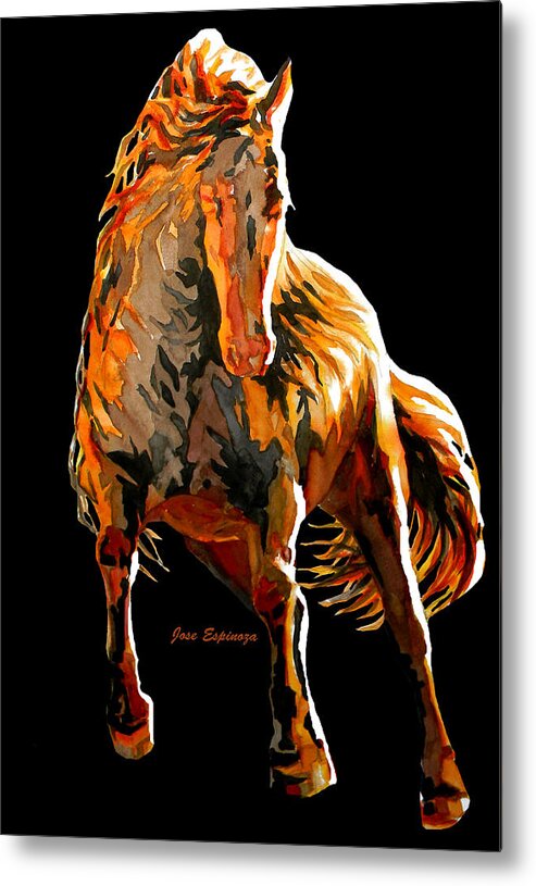 Cavallo Metal Print featuring the painting R E D . W I N D . in black by J U A N - O A X A C A