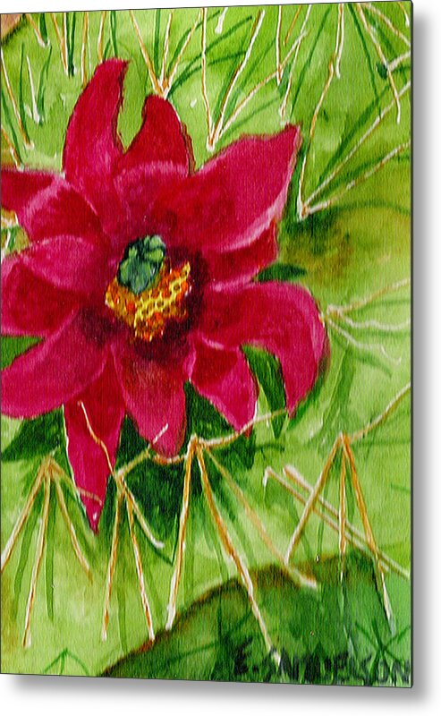 Red Metal Print featuring the painting Red Prickly pear by Eric Samuelson