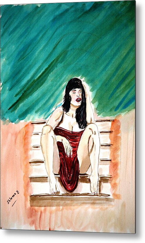 Nude Framed Prints Metal Print featuring the painting Red Sexy Passion by Shlomo Zangilevitch